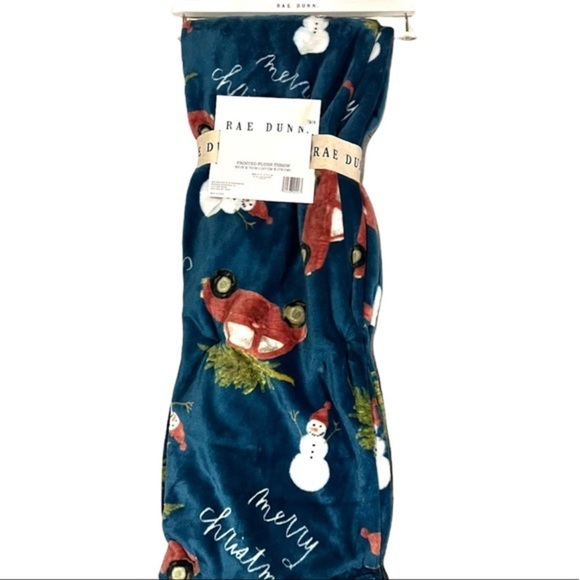 Rae Dunn Plush Christmas tree Red Truck Snowman Blanket Merry Christmas 59 x 70 - Picture 1 of 3